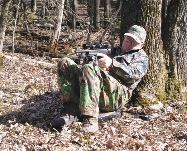 Seated position for hunting handgun